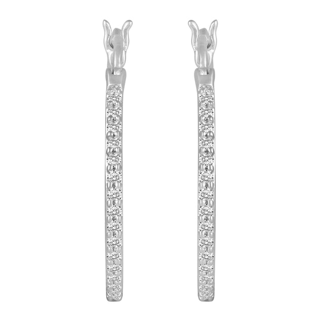 1 1/2ct tw Diamond Hoop Earrings in Sterling Silver