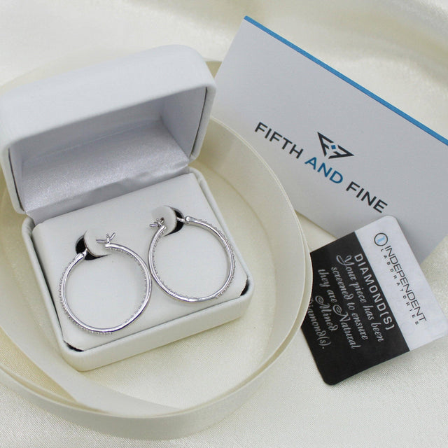 1 1/2ct tw Diamond Hoop Earrings in Sterling Silver