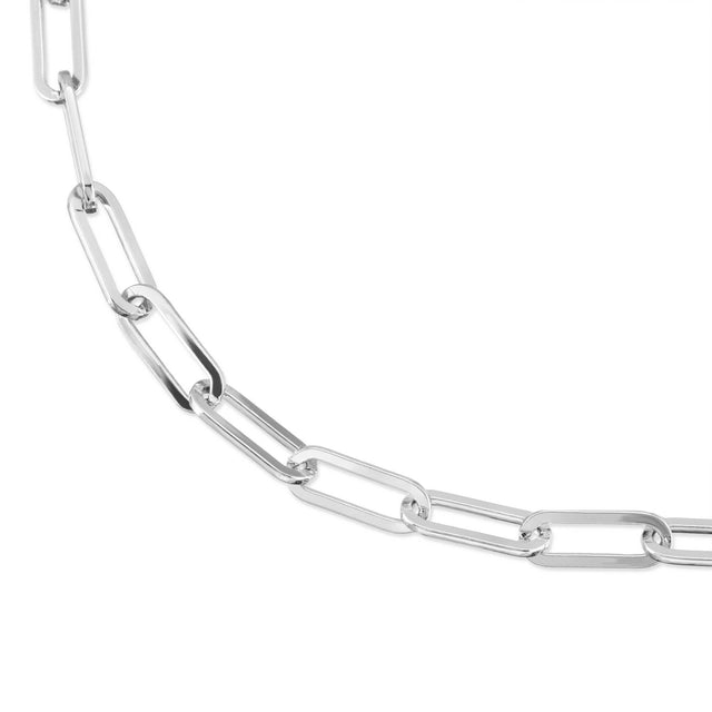 Silver Large Elongated Link Chain Bracelet
