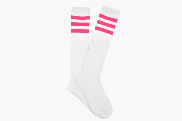 Sock House Co. Ladies 3 Stripe Knee High Socks - Pink