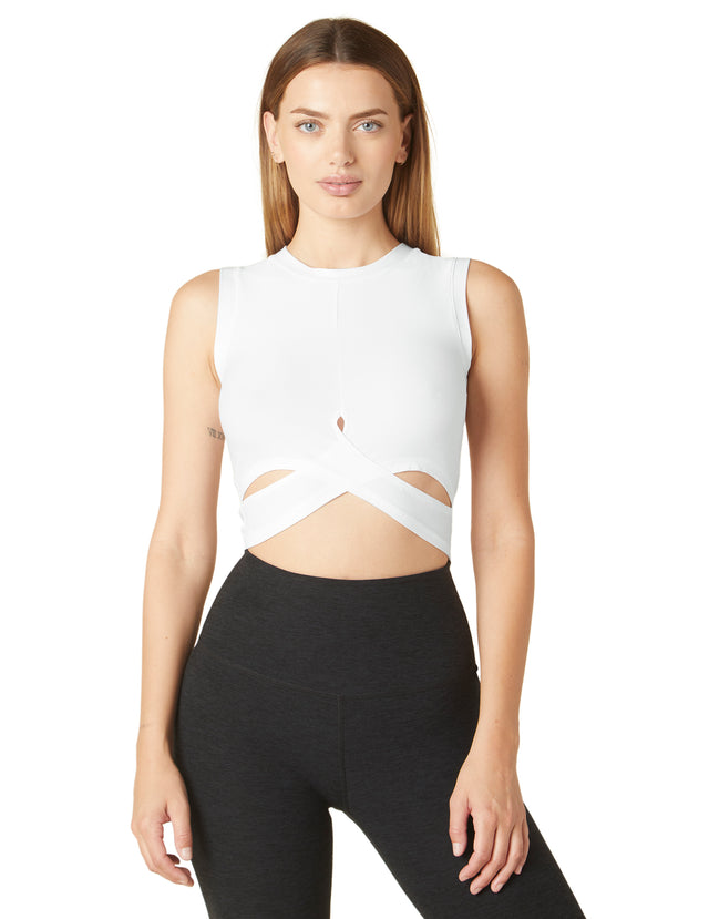 BEYOND YOGA FEATHERWEIGHT UNDER OVER CROPPED MUSCLE TANK