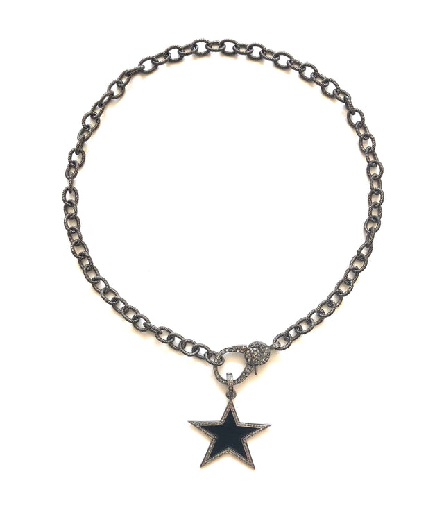 Pave Black Star Pendant Necklace